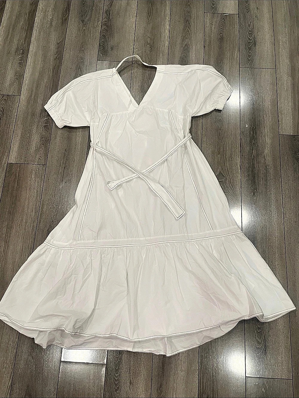 CAARA White Cotton Wrap Mini Dress Size XS Like New